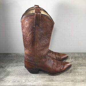 Dan Post 211J Milwaukee J-Toe Western Cowboy Brown Leather Womens Boots Size 8